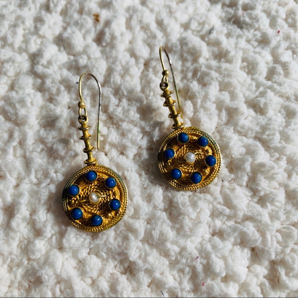 Lapis and Pearl earrings